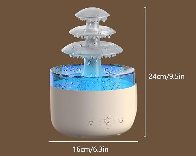 Lucky Tree Aromatherapy Diffuser, Threelayer Rain Cloud Humidifier Water Drip, Mushroom Diffuser, Cloud Humidifier Rain Drop, Rain Cloud Diffuser, With 7 Color Lights Essential Oil Aromatherapy Diffuser