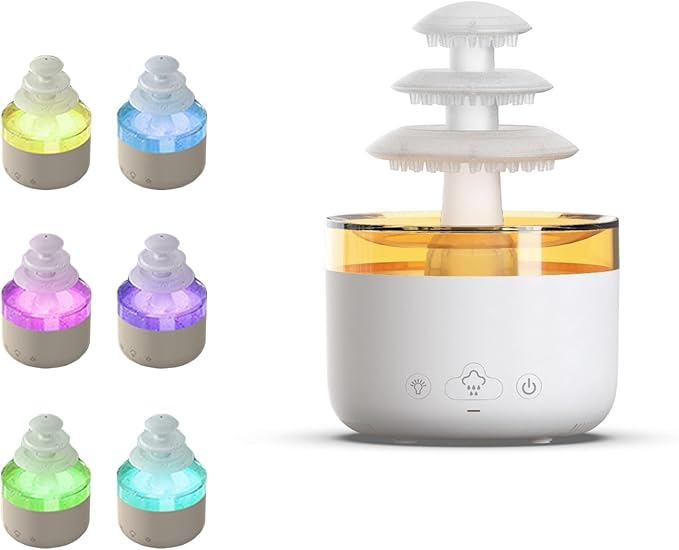 Lucky Tree Aromatherapy Diffuser, Threelayer Rain Cloud Humidifier Water Drip, Mushroom Diffuser, Cloud Humidifier Rain Drop, Rain Cloud Diffuser, With 7 Color Lights Essential Oil Aromatherapy Diffuser