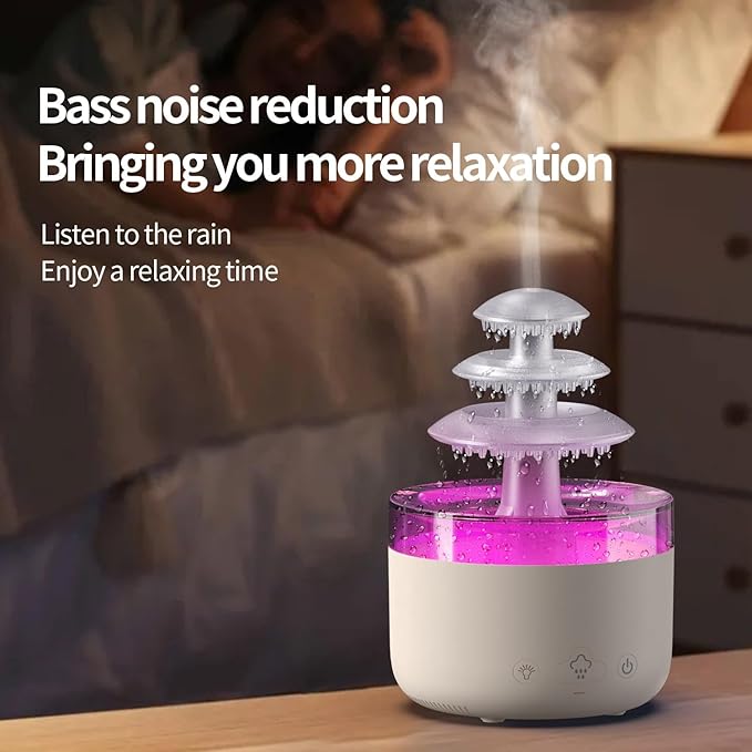 Lucky Tree Aromatherapy Diffuser, Threelayer Rain Cloud Humidifier Water Drip, Mushroom Diffuser, Cloud Humidifier Rain Drop, Rain Cloud Diffuser, With 7 Color Lights Essential Oil Aromatherapy Diffuser