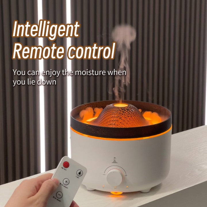 Enjoy relaxation with the Volcano Aromatherapy Diffuser, equipped with flame humidifier, timer, and auto-off - 560ML.