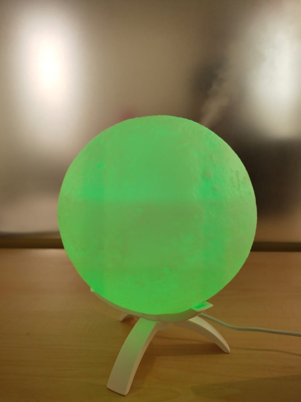 Luminous 3D Moon Lamp with built-in air aroma diffuser and humidifying features, USB powered.